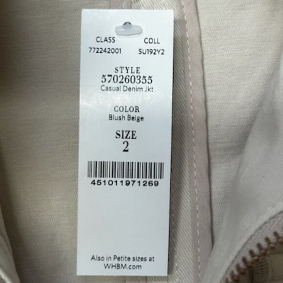 NWT White House Black Market Casual Denim Blush Pastel Color Belted Jacket - Picture 9 of 14